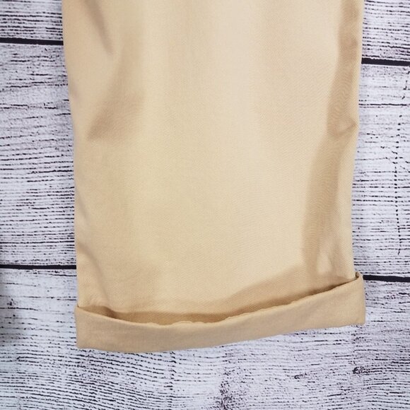 NEW TOPSHOP 12 Rory Paperbag Waist Utility Trousers Cuffed Crop Pants in Beige - Picture 9 of 13